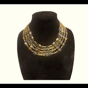 Kenneth Cole Gold and blue beaded seven string necklace